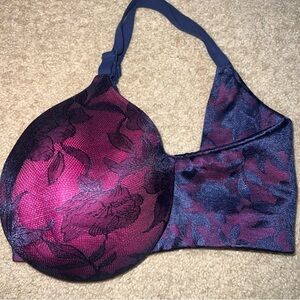 Cacique Floral Lace Bra - Deep Pink and Navy